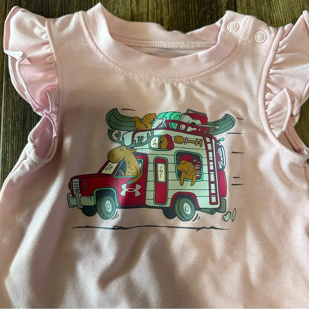 Under Armour baby girl 3-6 Mo shorts and shirt summer outfit camping moose NEW